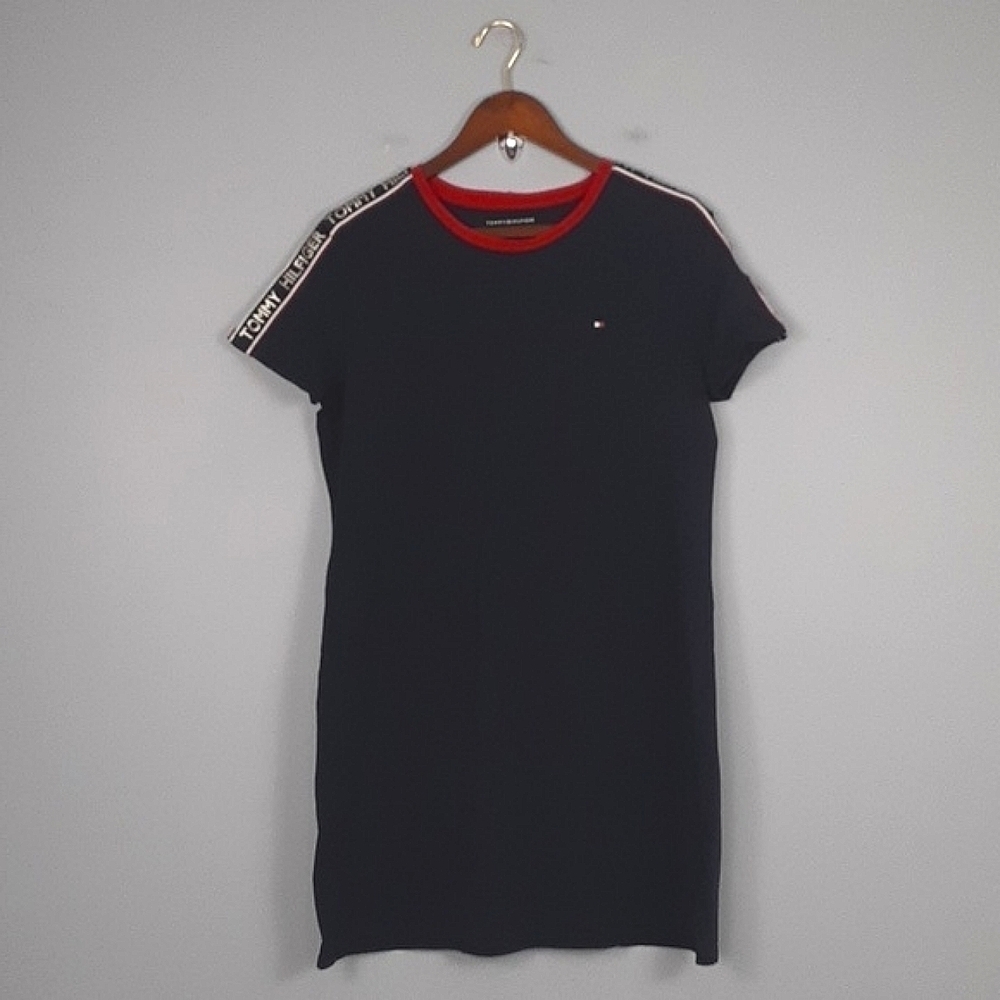 Tommy Hilfiger Navy Cotton Stretch Logo Tennis Shirt Dress
